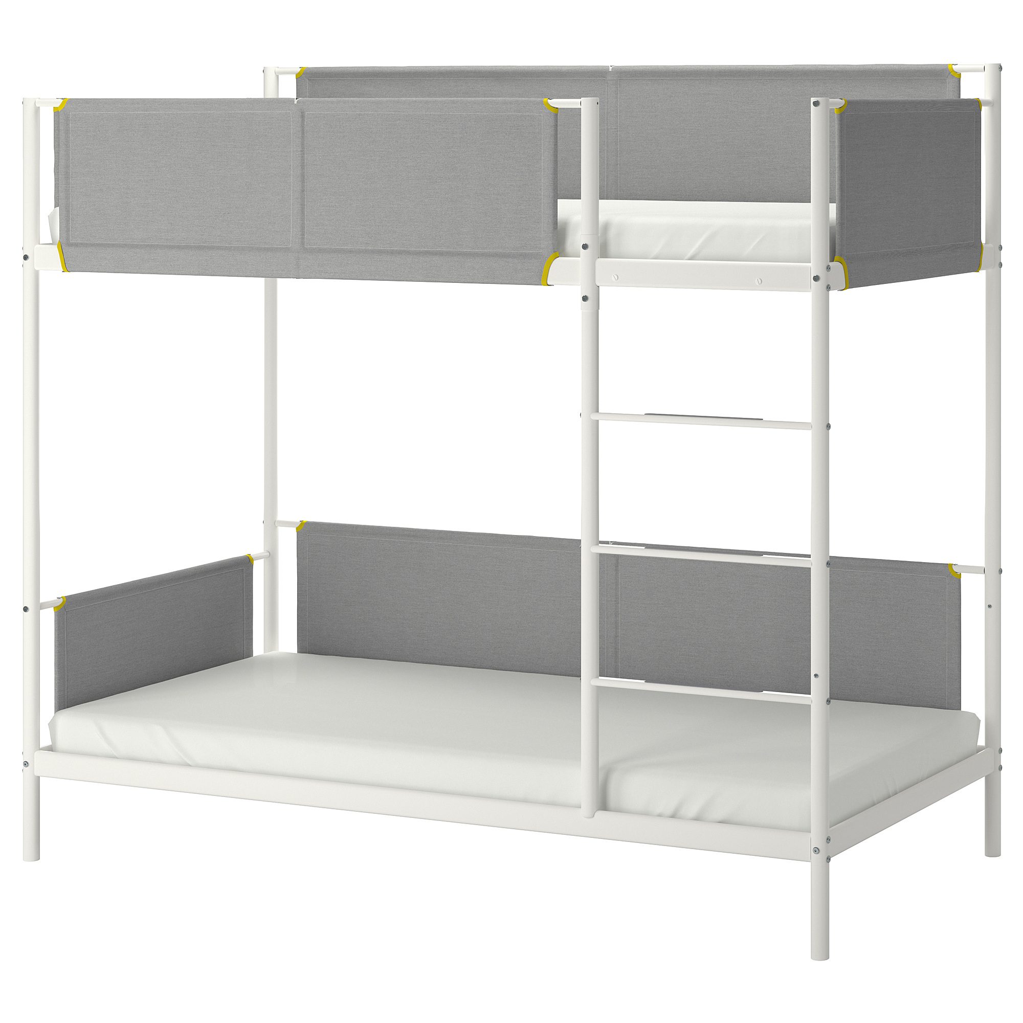 VITVAL Bunk bed frame, white, light grey, 90x200 cm Global